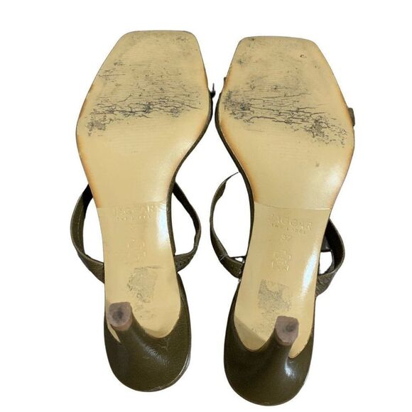 Jaggar The Label Solid Seaweed Green Slip On Leather Medium Heel Sandals 7 - Picture 4 of 6